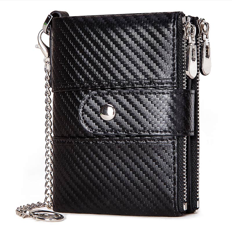 Diebstahlsichere Retro-Geldbörse aus echtem Leder mit Kette