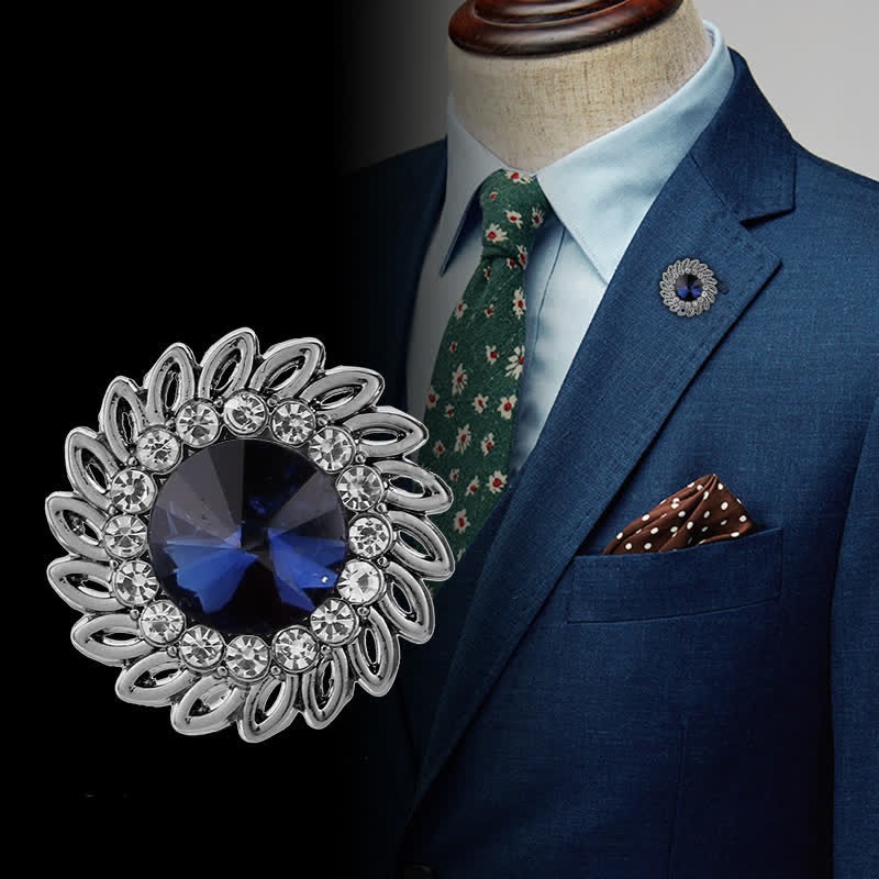 Herren königliche Blumen Kristall Brosche