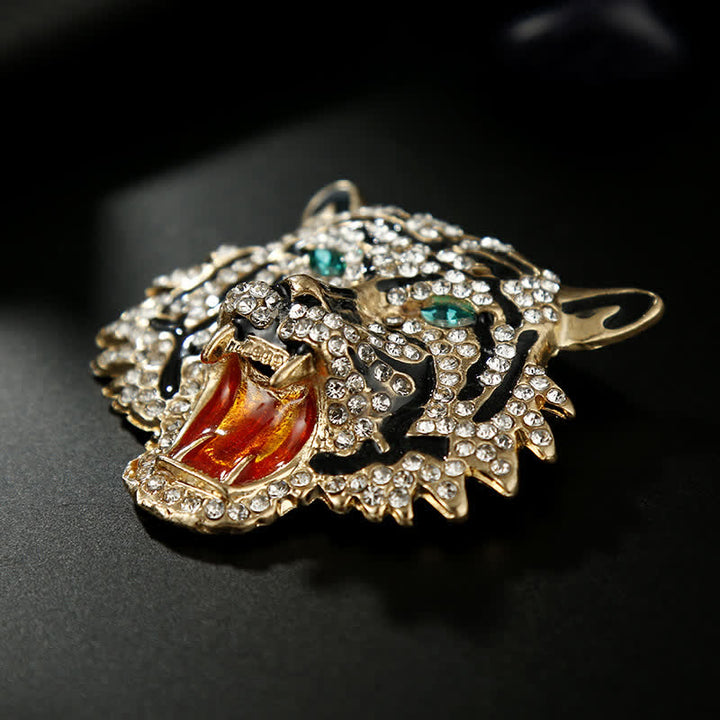 Retro-Tigerkopf-Brosche für Männer