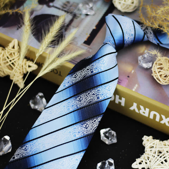 Schattierung von Blau Gradient Paisley gestreifte Krawatte für Herren