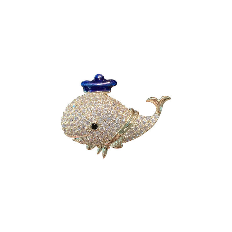 Frauen Marine Strass Wal Brosche
