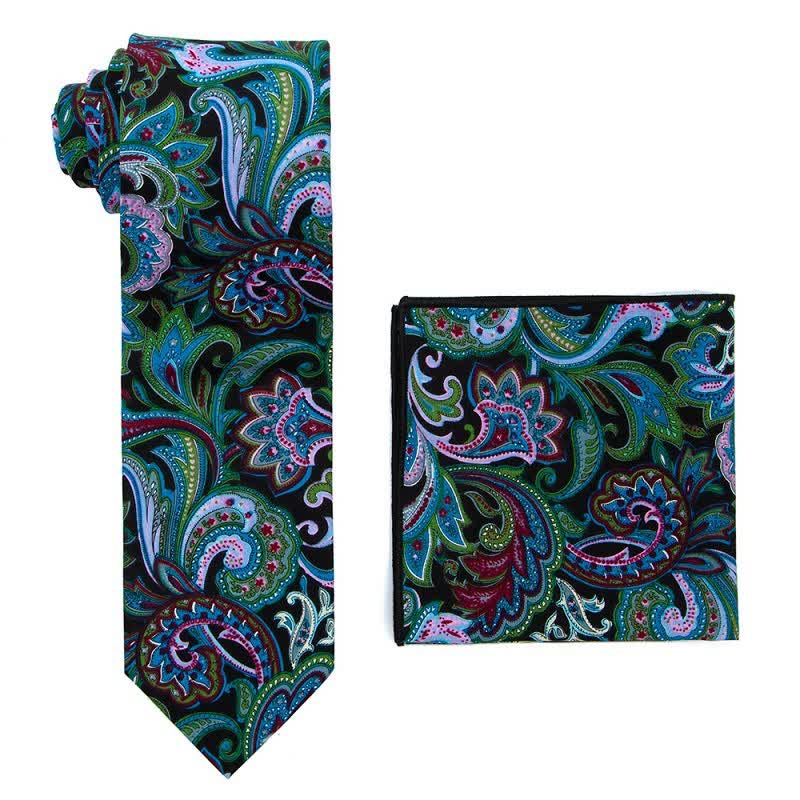 2-teiliges Paisley Blumen Krawatten-Set für Herren