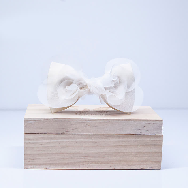 Elegante warme Elfenbeinweiße Organza-Fliege für Männer