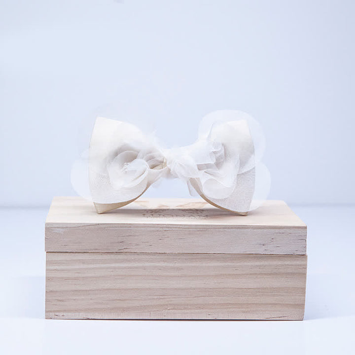 Elegante warme Elfenbeinweiße Organza-Fliege für Männer