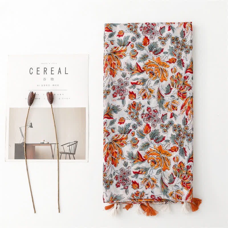 Frauen's Orangenfarbenes Boho-Ethno-Strandtuch