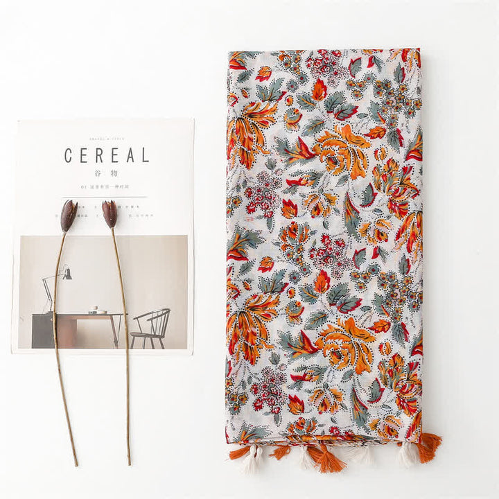 Frauen's Orangenfarbenes Boho-Ethno-Strandtuch