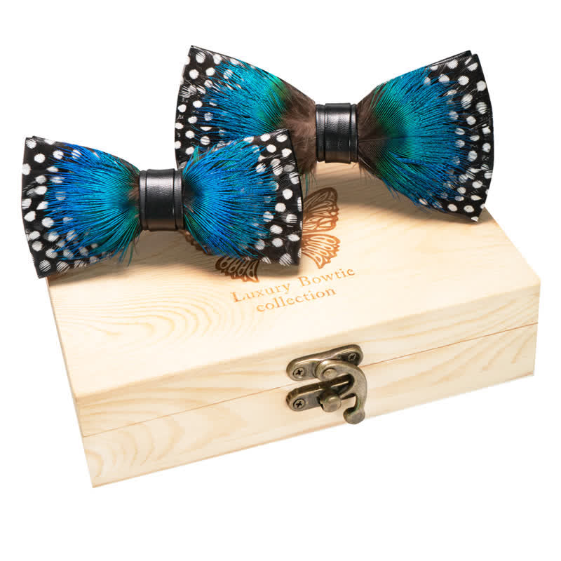 2Stk. Cyan & Schwarz Parent-Child Polka Schleifen Set