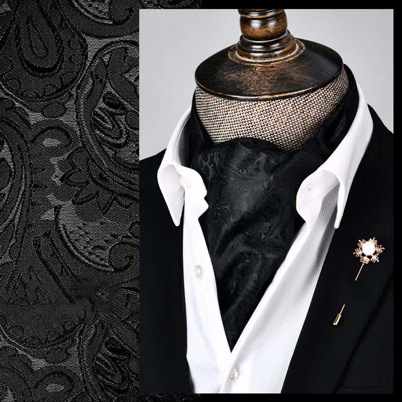 Schwarze moderne Pracht Floral Ascot Paisley Krawatte