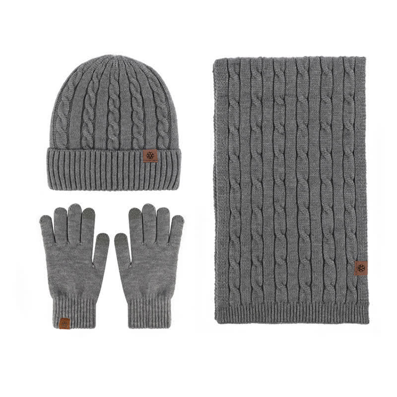 3-teiliges Unisex Warm Hut Schal Handschuh-Set