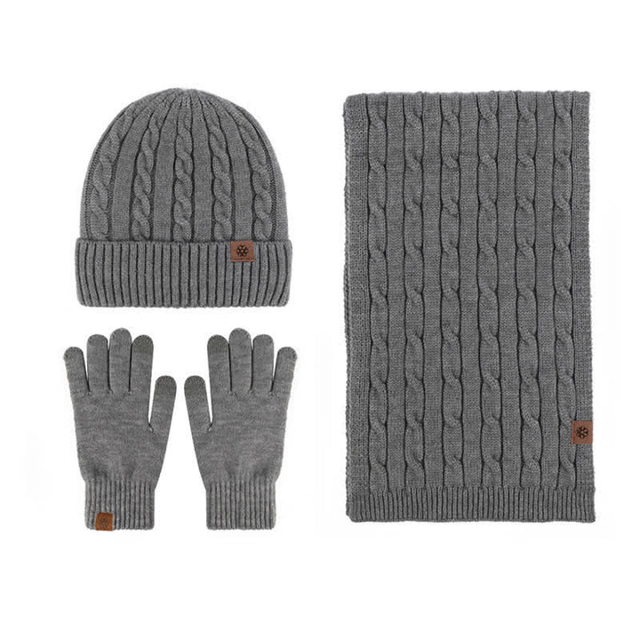 3-teiliges Unisex Warm Hut Schal Handschuh-Set