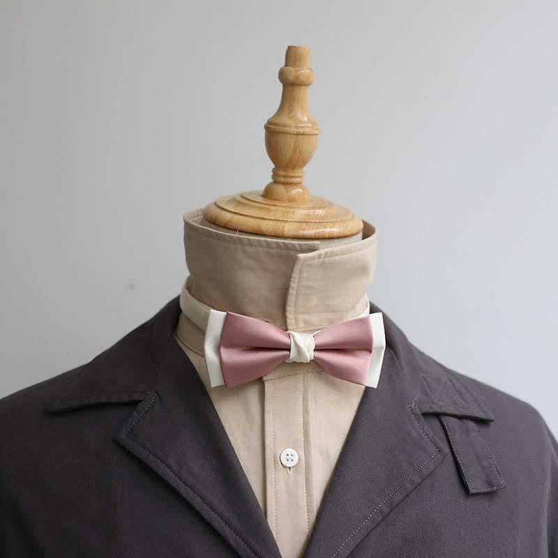 Doppelschichtige Fliege in Macaron-Farbe und Weiß für Herren