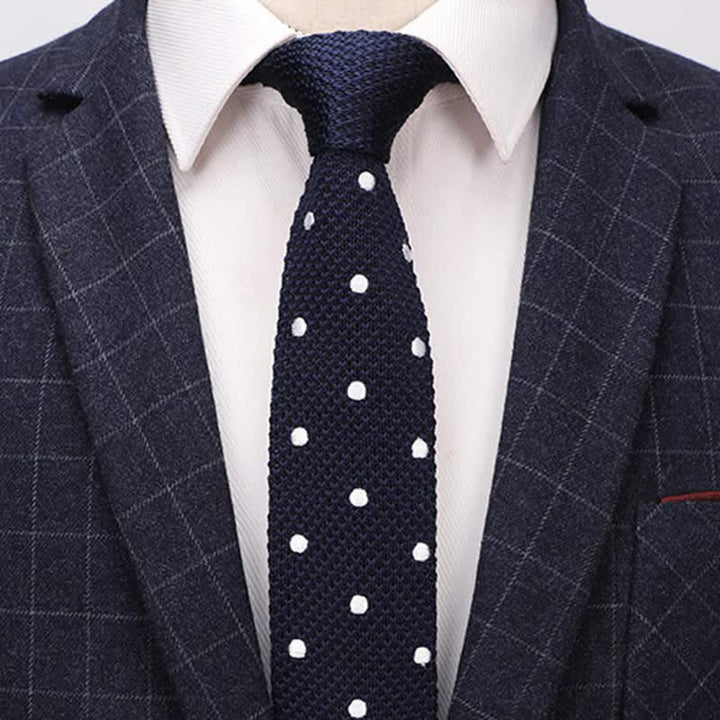 Weiße Herren-Krawatte mit Polka-Dots, gestrickt