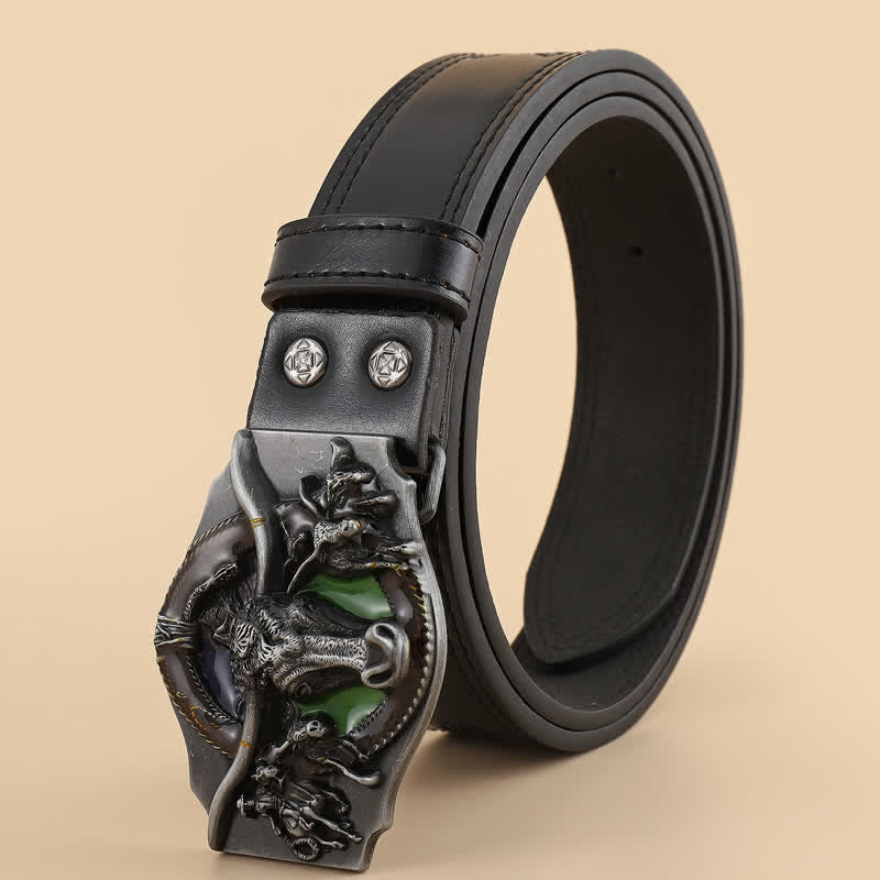 Herren Dominanter Bullenkopf Schwarzer Ledergürtel
