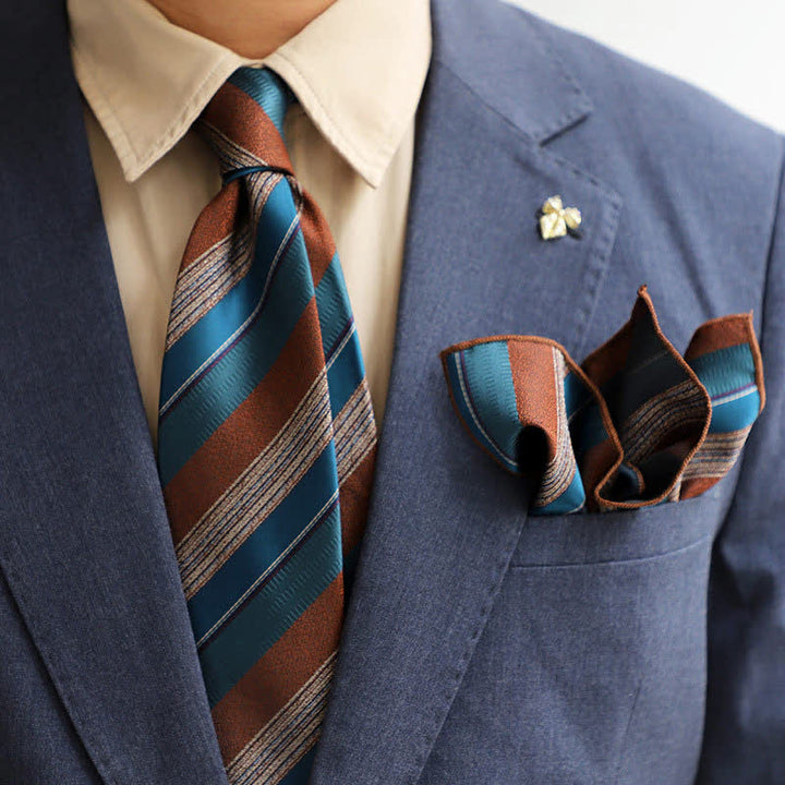 2-teiliges Herren-Set aus britischen, farblich kontrastierenden gestreiften Krawatten