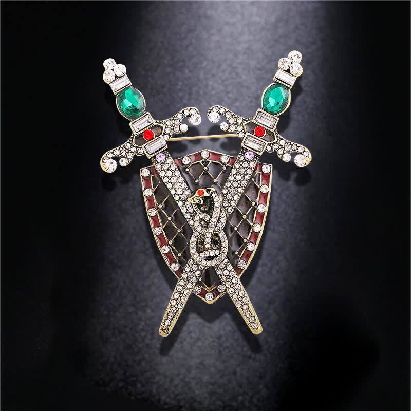 Krieger Schwert und Schild Brosche für Männer