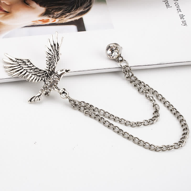 Herren-Brosche mit funkelndem Adler-Motiv und Strasssteinen