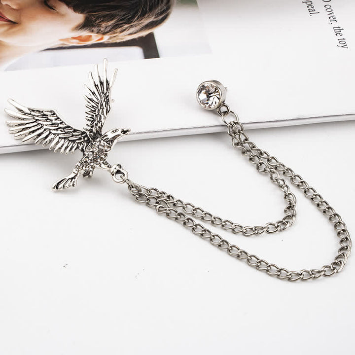 Herren-Brosche mit funkelndem Adler-Motiv und Strasssteinen