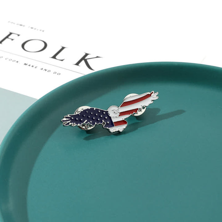 Herrenemaillierte Amerikanische Flagge Geier Brosche