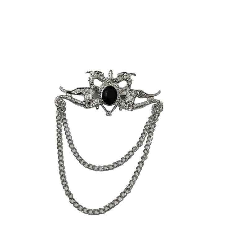 Vintage Drachen Kristall Quastenbrosche für Männer