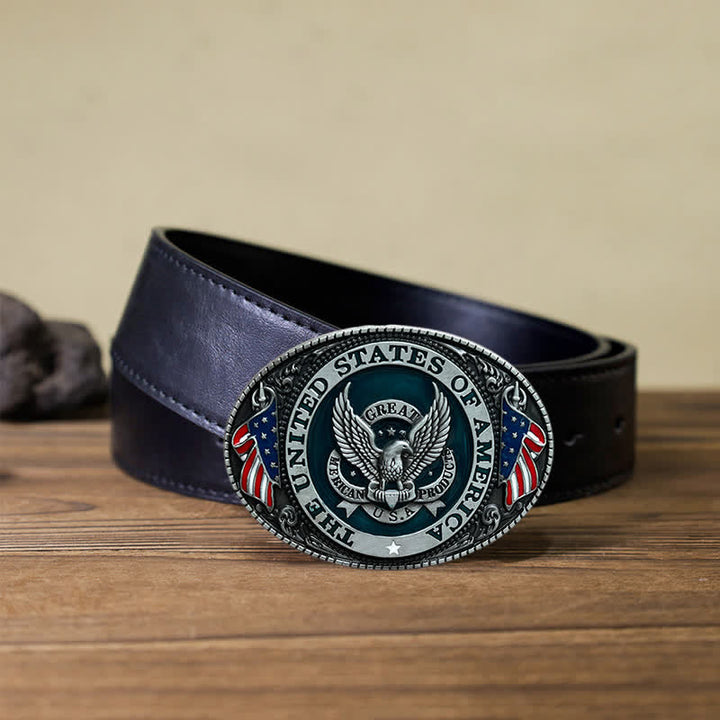 Herren DIY Patriotischer Adler-Flaggen-Schnallen-Ledergürtel