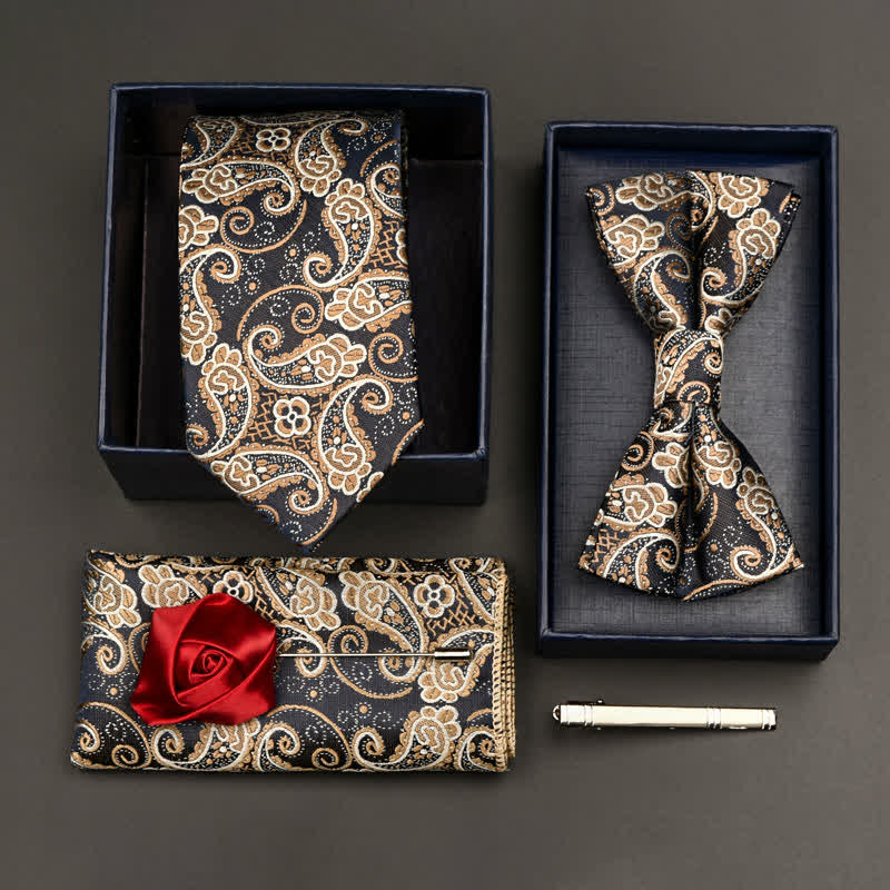 5-tlg. Set für formelle Geschäftskrawatten und Fliegen für Herren