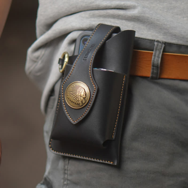 Retro-Messing-Druckknopf-Handygürteltasche