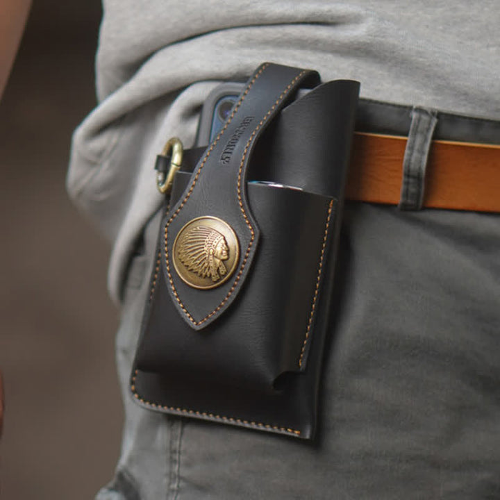 Retro-Messing-Druckknopf-Handygürteltasche