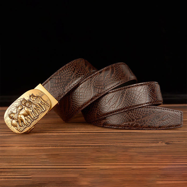 Herren-Ledergürtel mit Krokodilmuster von Pack Of Wolves