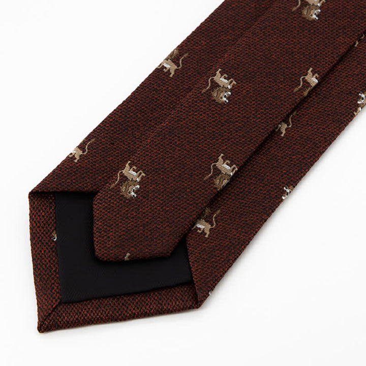 Herrenkrawatte mit Cartoon-Tierjäger-Löwen-Motiv