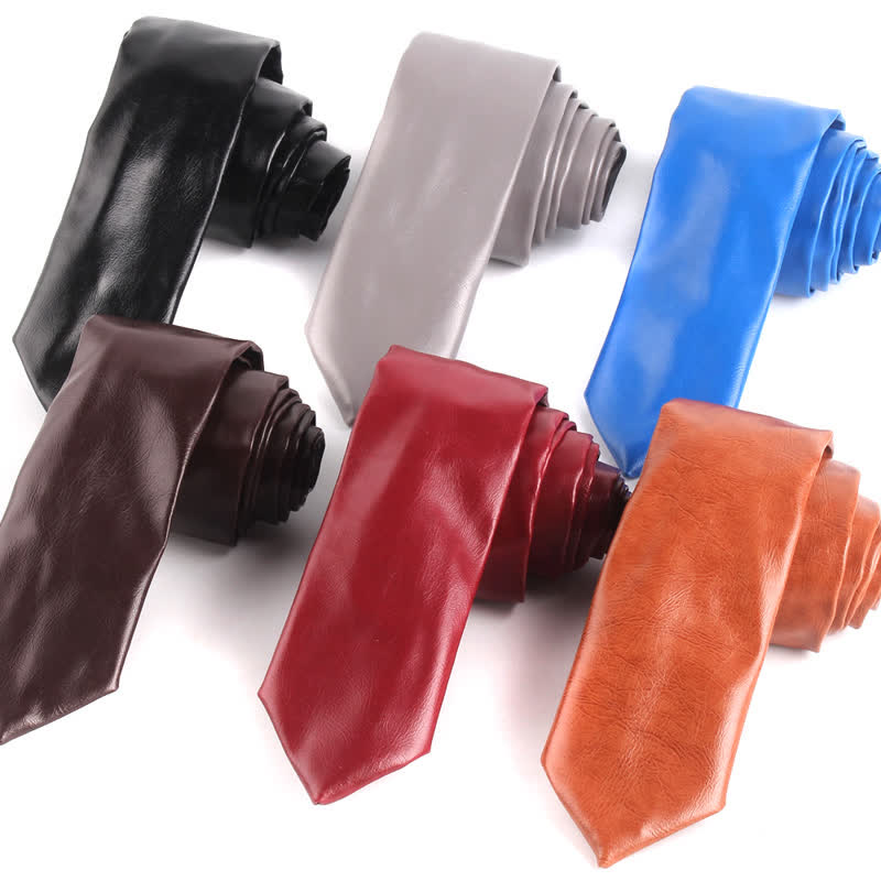 Herren Freizeit schmale PU-Leder Krawatte