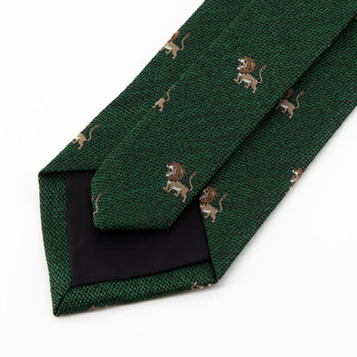 Herrenkrawatte mit Cartoon-Tierjäger-Löwen-Motiv