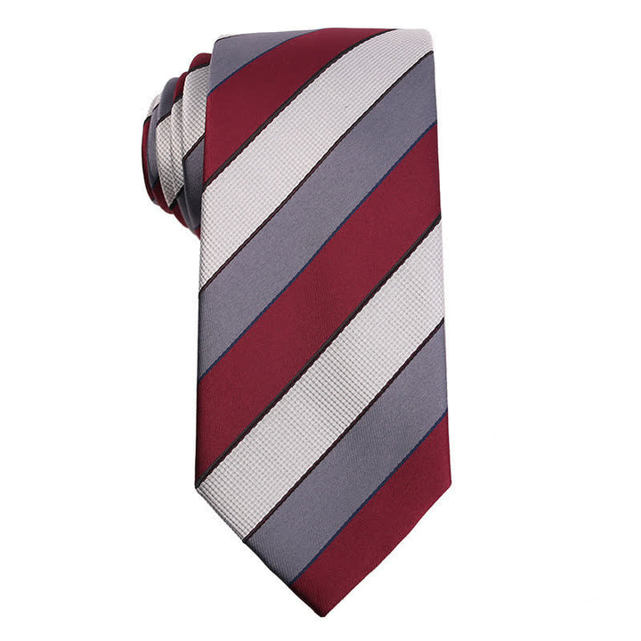 Elegante gestreifte Krawattenserie für Männer - Rot & Grau - image 8