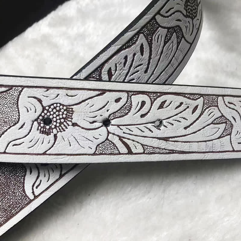 Herren Rodeo-Stierkampf weißer geprägter Ledergürtel