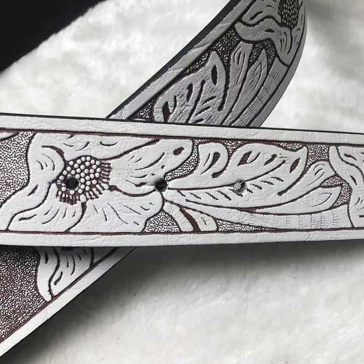 Herren Rodeo-Stierkampf weißer geprägter Ledergürtel