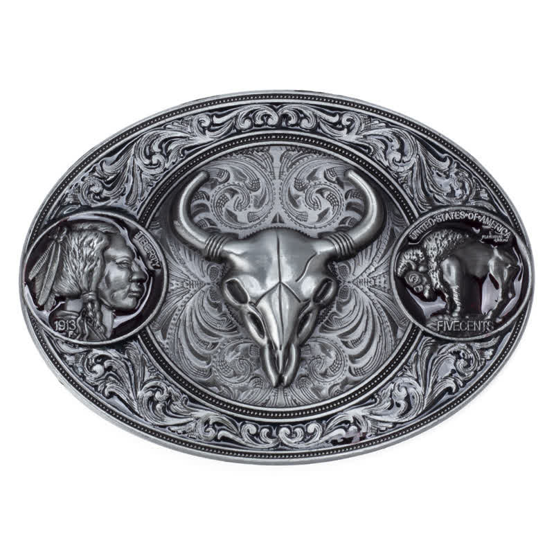 Herren-DIY-Typischer Westlicher Totenkopf Schnallen Ledergürtel