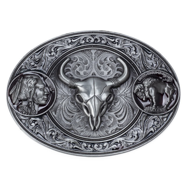 Herren-DIY-Typischer Westlicher Totenkopf Schnallen Ledergürtel