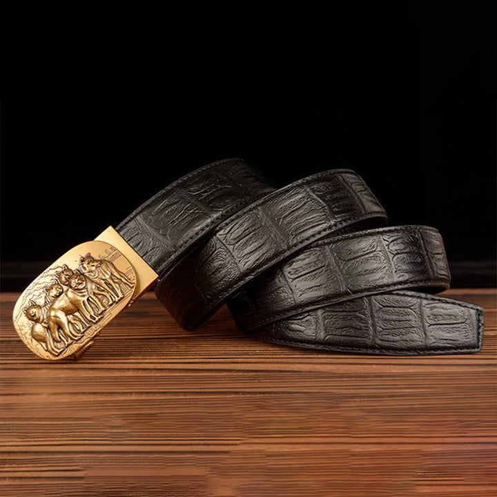 Herren-Ledergürtel mit Krokodilmuster von Pack Of Wolves