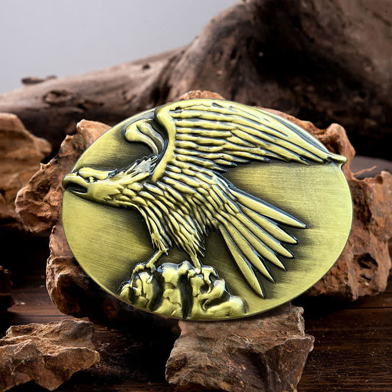 Herren DIY Eagle auf Stone Schnalle Ledergürtel