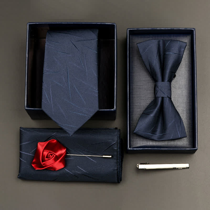 5-tlg. Set für formelle Geschäftskrawatten und Fliegen für Herren