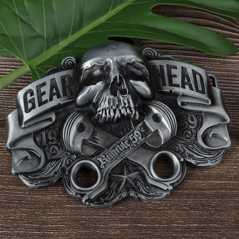 DIY Zahnradkopf-Pistonschädel-Schnallenledergürtel für Herren