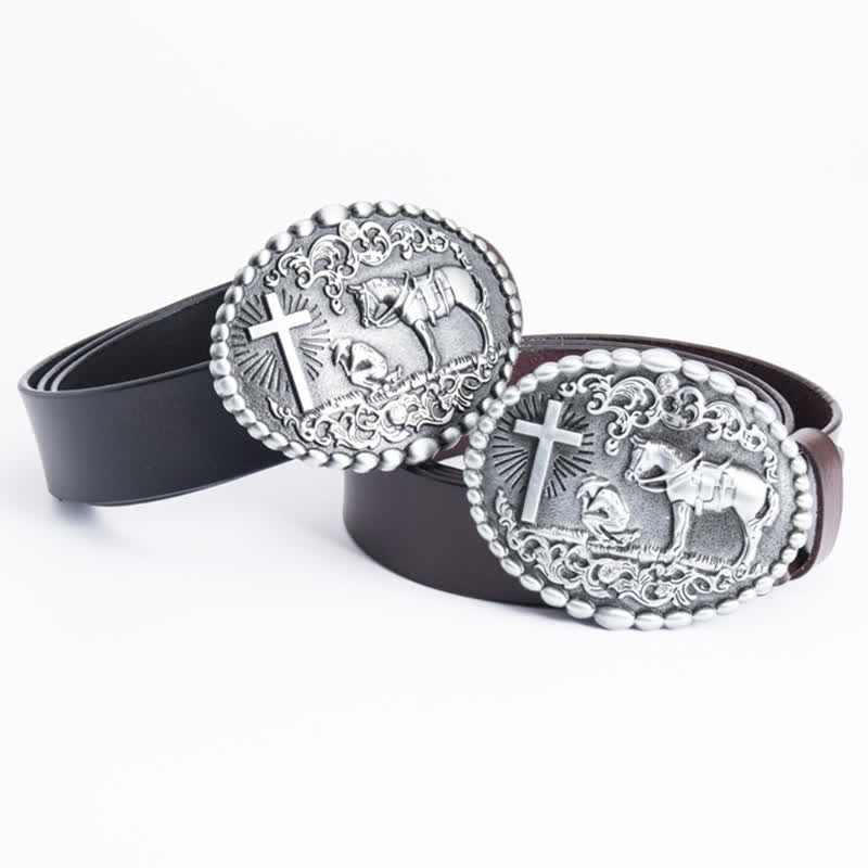Herren Steed Kreuz Knien Gebet Ledergürtel