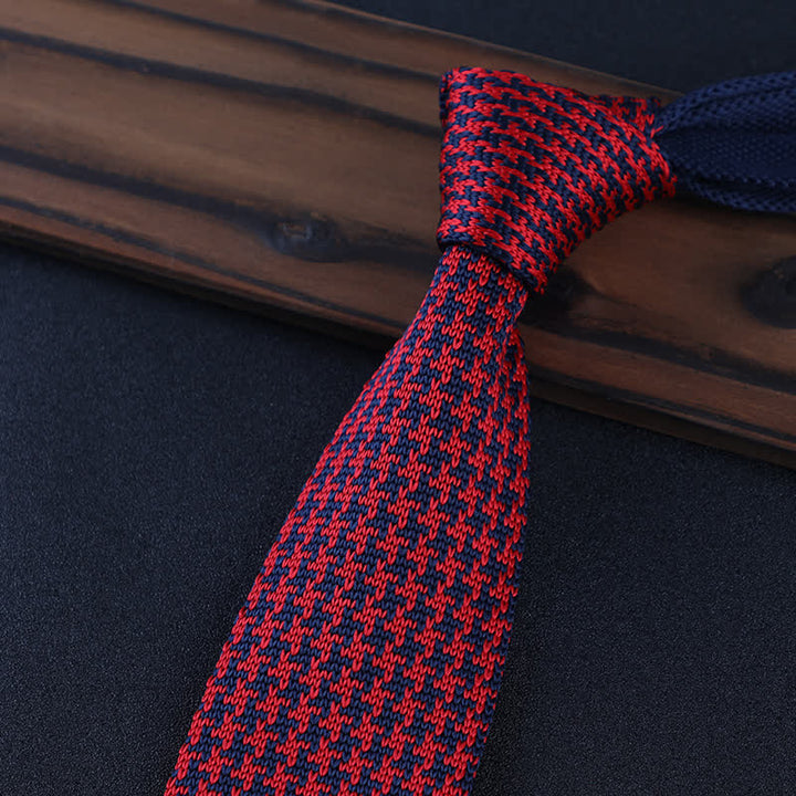 Hahnentritt-Karo Gestrickte Krawatte für Männer