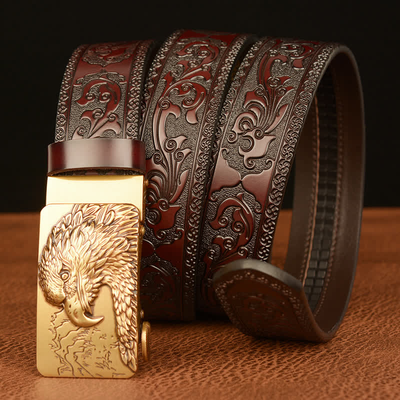 Leder Gürtel für Herren mit Adlerkopf-Gravur