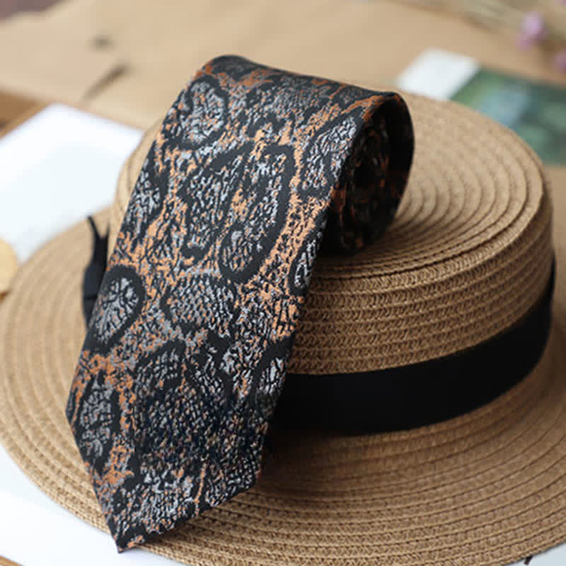 Abstrakte exotische Mystery-Krawatte für Herren in Schwarz & Orange