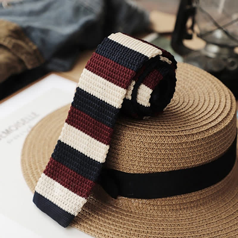 Herbst Herren Horizontal gestreifte Strickkrawatte