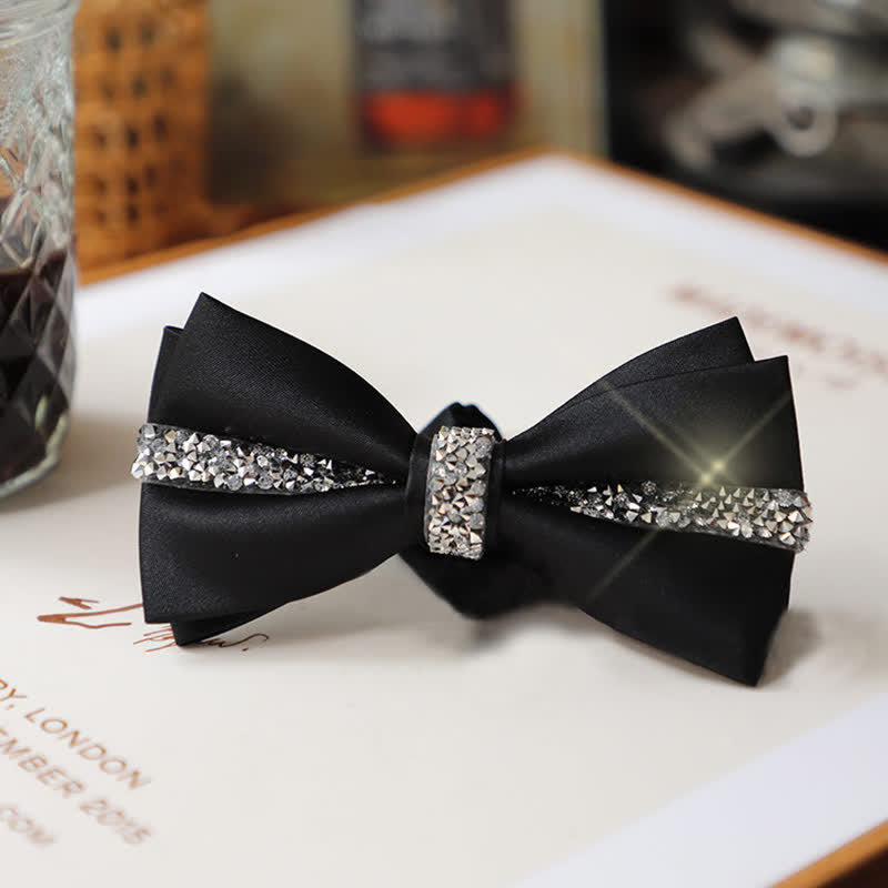 Herren-Set aus Satin mit Fliege und Einstecktuch und glänzendem Strass