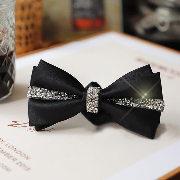 Herren-Set aus Satin mit Fliege und Einstecktuch und glänzendem Strass