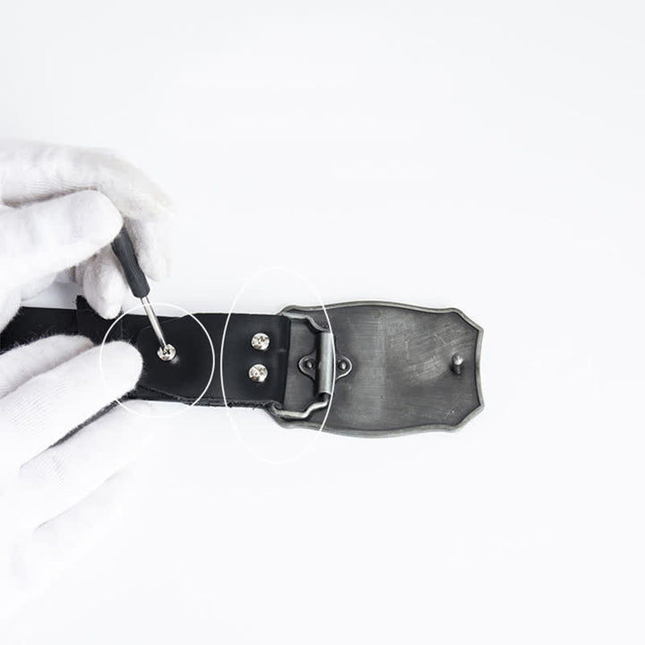 Herren Rock Punk Skelett Hand Ledergürtel