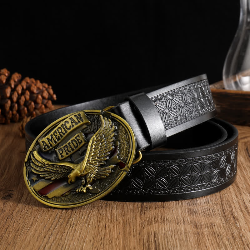 Amerikanischer Stolz Ledergürtel mit kahlköpfigem Adler für Männer