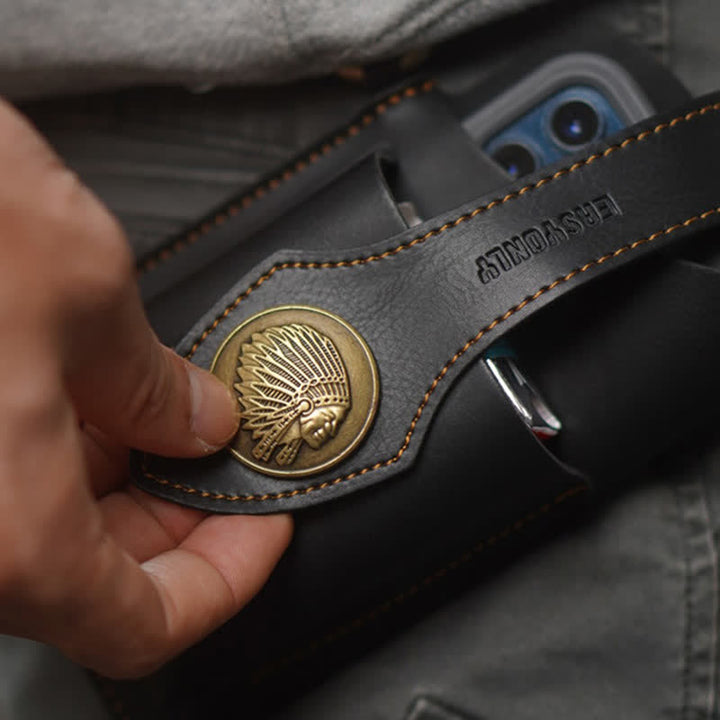 Retro-Messing-Druckknopf-Handygürteltasche